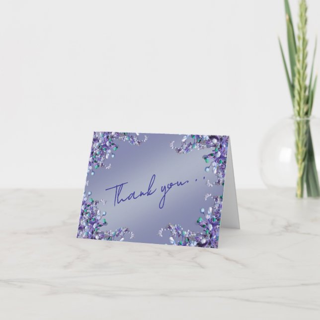 Lavender Blue Spring Lilac Florals Thank You Card (Front)
