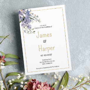 Lavender blue summer wildflower Wedding Invitation