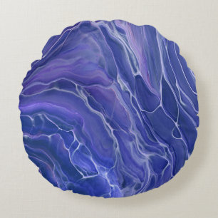 Lavender Blue Very Peri Marble Acrylic Abstract Round Cushion