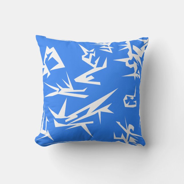 Lavender Blue White Abstract Art Cushion Pillow (Front)
