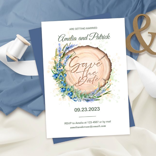 Lavender Blueberry Wedding Save the Date Card (Creator Uploaded)