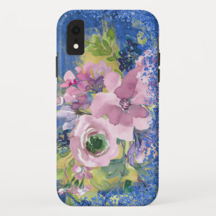 Lavender Blues Watercolor Floral Glitter Case-Mate iPhone Case