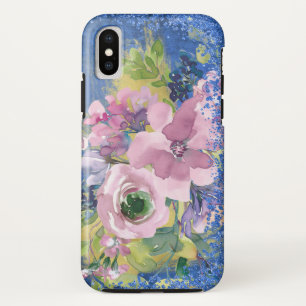 Lavender Blues Watercolor Floral Glitter Case-Mate iPhone Case