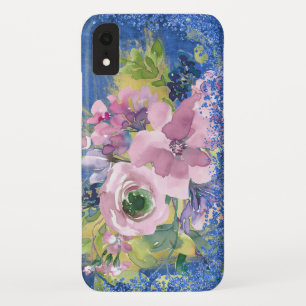 Lavender Blues Watercolor Floral Glitter Case-Mate iPhone Case