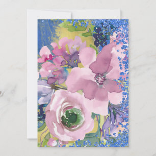 Lavender Blues Watercolor Floral Save the Date Invitation