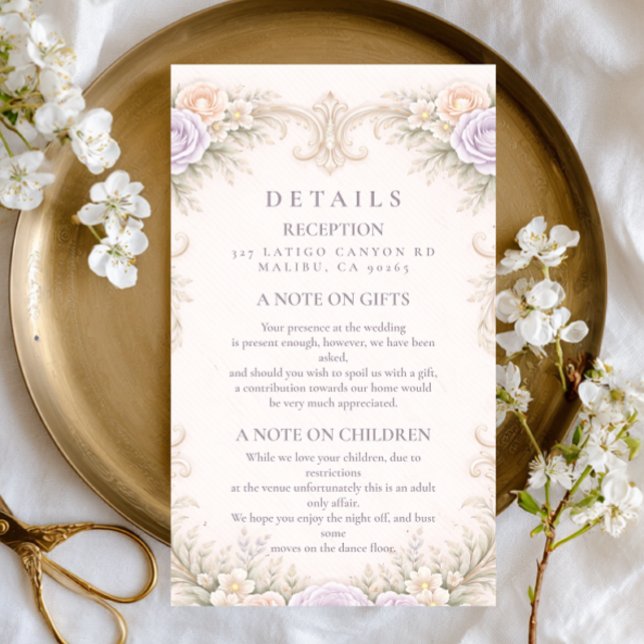 Lavender Blush Baroque Garden Wedding Enclosure Card (Creator Uploaded)