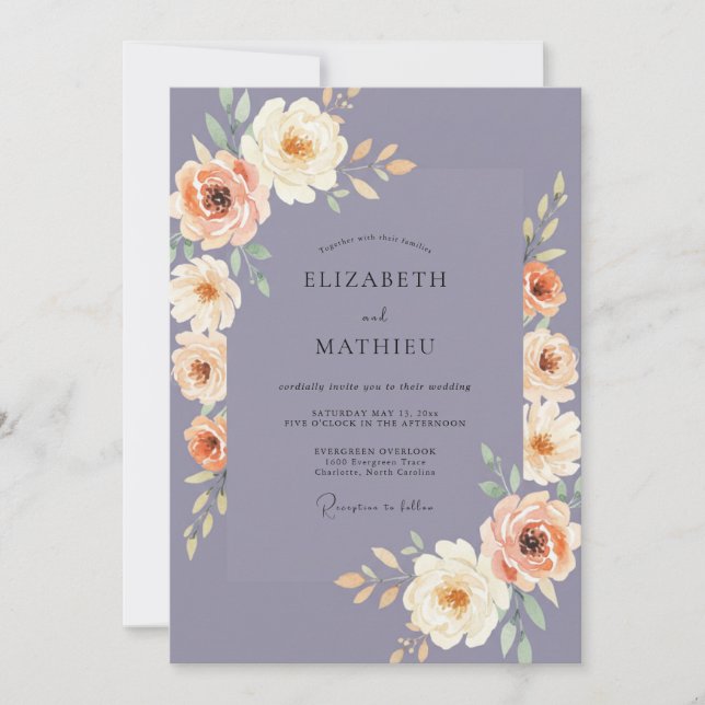Lavender Blush Bloom Wedding Invitation (Front)