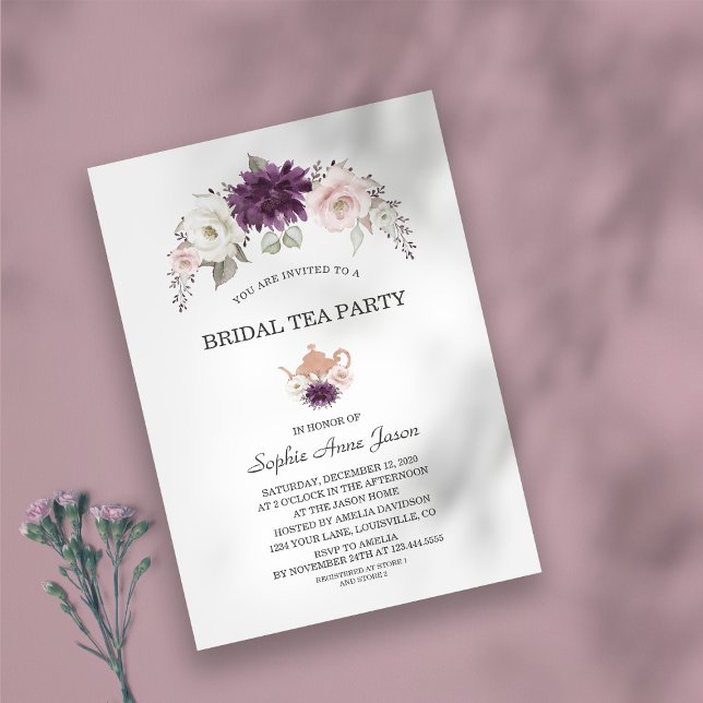 Lavender Blush Floral Bridal Shower Tea Party Invitation (Creator Uploaded)