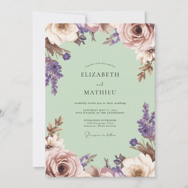 Lavender Blush Floral Romance Wedding Invitation (Front)