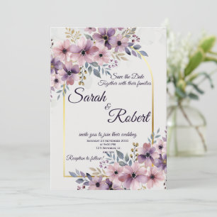 Lavender Blush Floral Wedding Invite