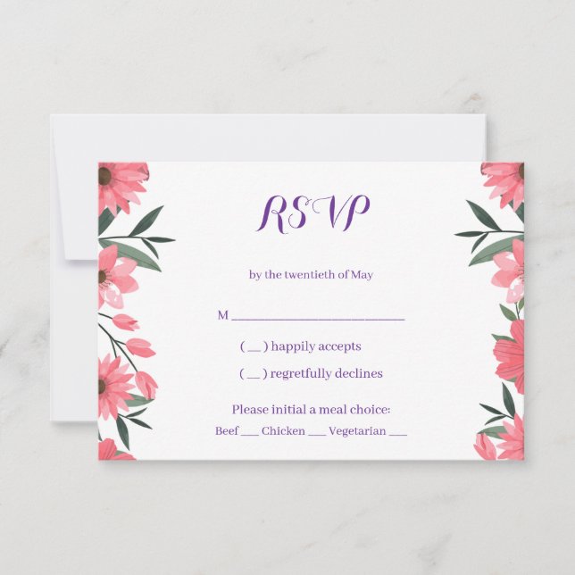 Lavender Blush Floral Wedding RSVP Card (Front)