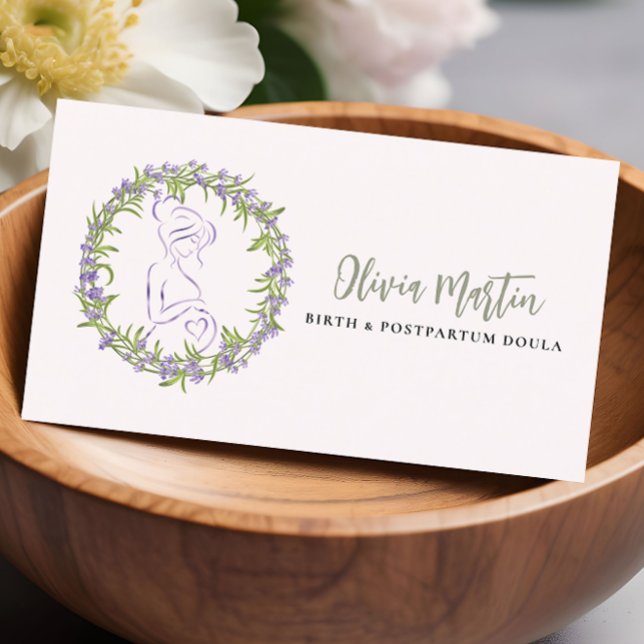 Lavender & Blush Modern Birth & Postpartum Doula  Business Card (Creator Uploaded)