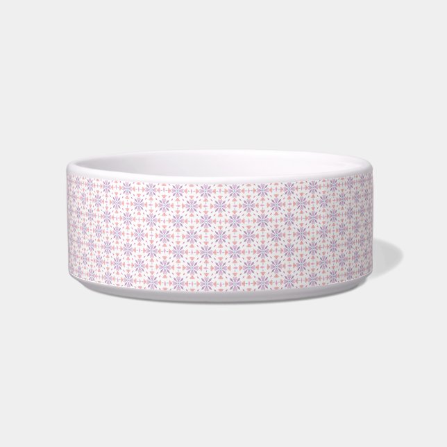 Lavender Blush Pastel Floral Tile Pattern Pet Bowl (Front)