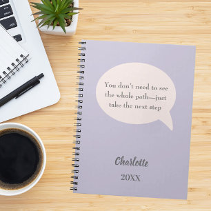 Lavender blush pink ivory inspirational goal quote notebook