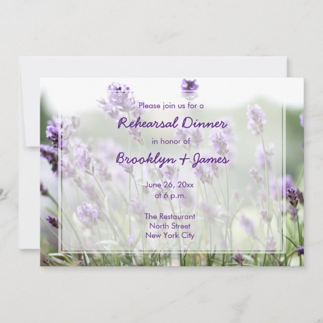 Lavender Bohemian Wedding Rehearsal Invitations (Front)
