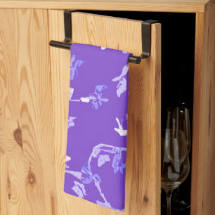 Lavender Boho Chic Leaves Tea Towel
