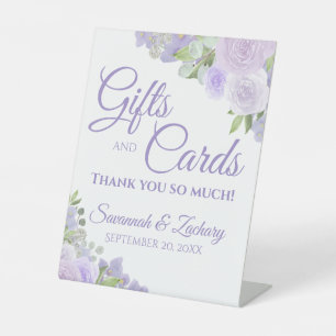 Lavender Boho Floral Elegant Wedding Gifts & Cards Pedestal Sign