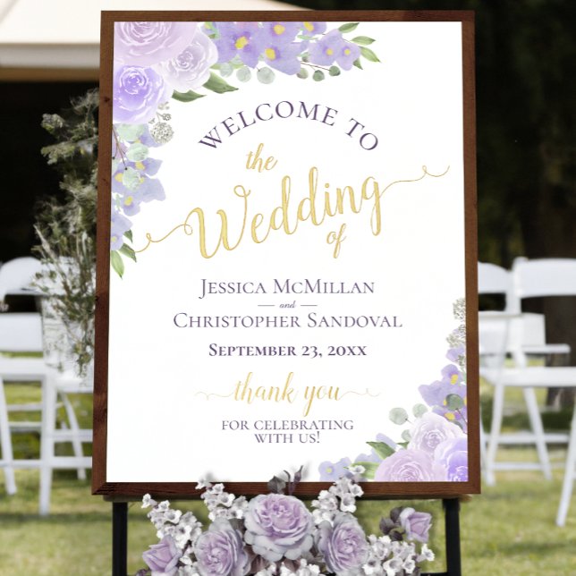 Lavender Boho Floral Elegant Wedding Welcome Foil Prints (Creator Uploaded)