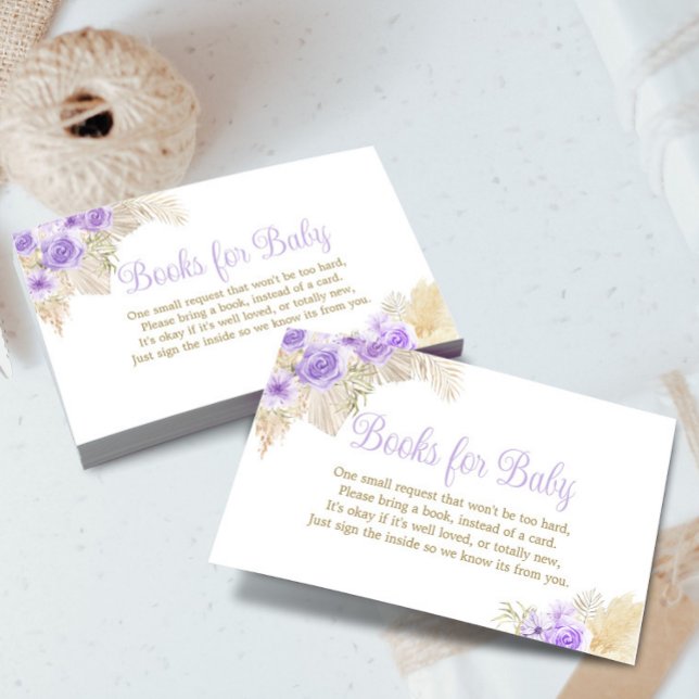 Lavender Boho Pampas Floral Palm Diaper Raffle Enclosure Card (Creator Uploaded)