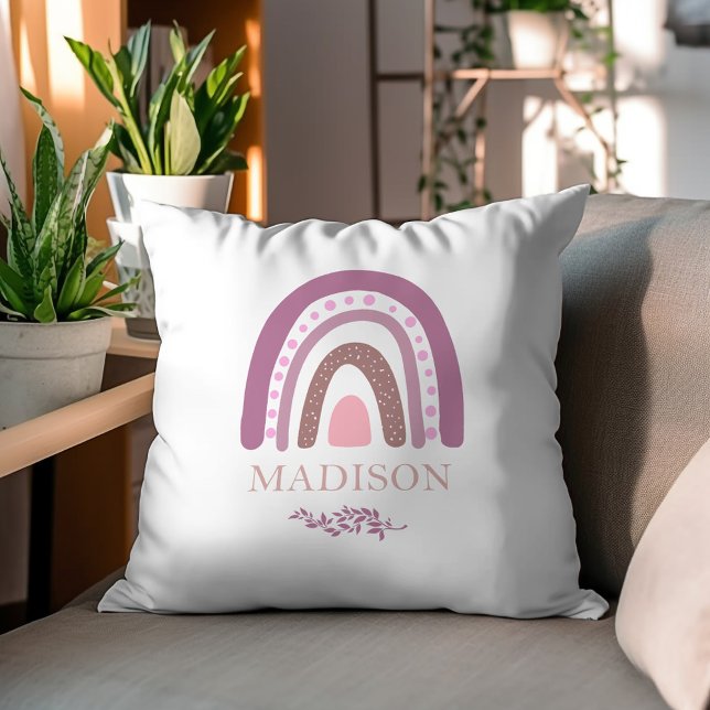 Lavender Boho Rainbow Personalised Throw Pillow (Creator Uploaded)