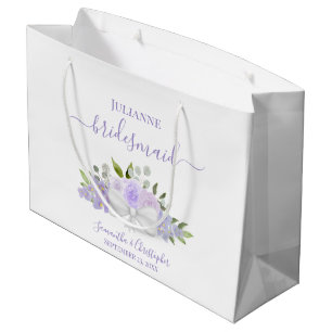 Lavender Boho Roses & Blossoms Wedding Bridesmaid Large Gift Bag