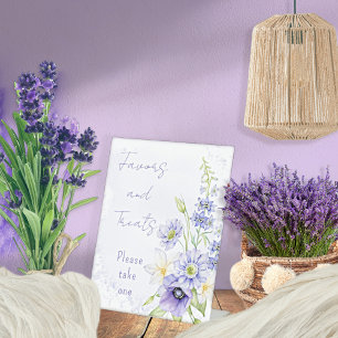 Lavender Boho Wildflower Favours and Treats Pedestal Sign