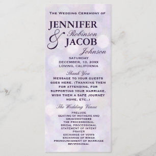Lavender Bokeh Highlights Wedding Program Programme