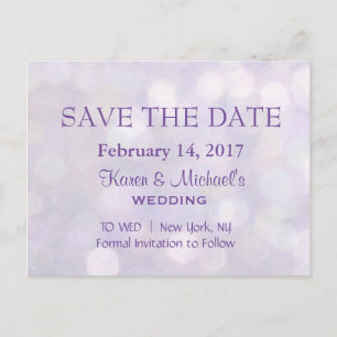 Lavender Bokeh   Save the Date Announcement Postcard