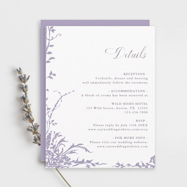  Lavender Botanical Arch Garden Wedding Details Enclosure Card (Creator Uploaded)