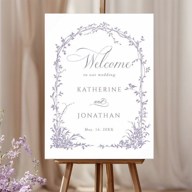 Lavender Botanical Arch Garden Wedding Welcome Poster (Creator Uploaded)