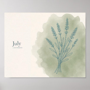 Lavender Botanical Art Print July Flower