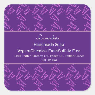 Lavender Botanical Handmade Soap Beauty Branding Square Sticker