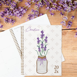 Lavender Botanical Mason Jar Monogram Planner