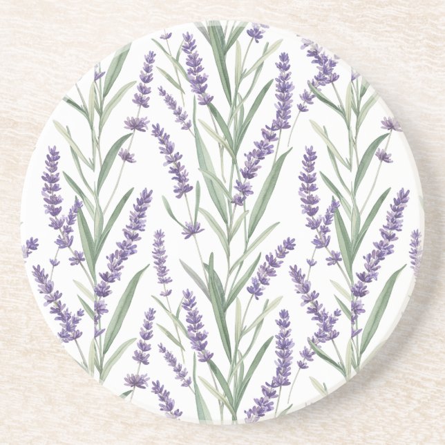 Lavender Botanical Pattern Coaster (Front)