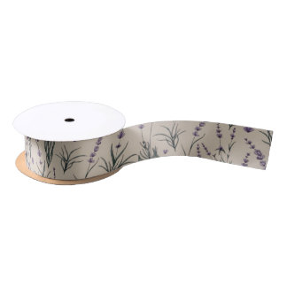 Lavender Botanical Pattern Satin Ribbon