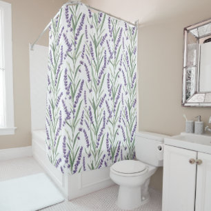 Lavender Botanical Pattern Shower Curtain