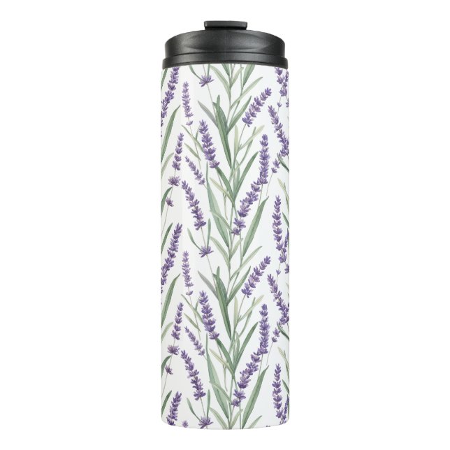 Lavender Botanical Pattern Thermal Tumbler (Front)
