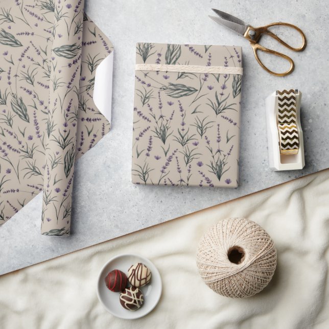 Lavender Botanical Pattern Wrapping Paper (Crafts)