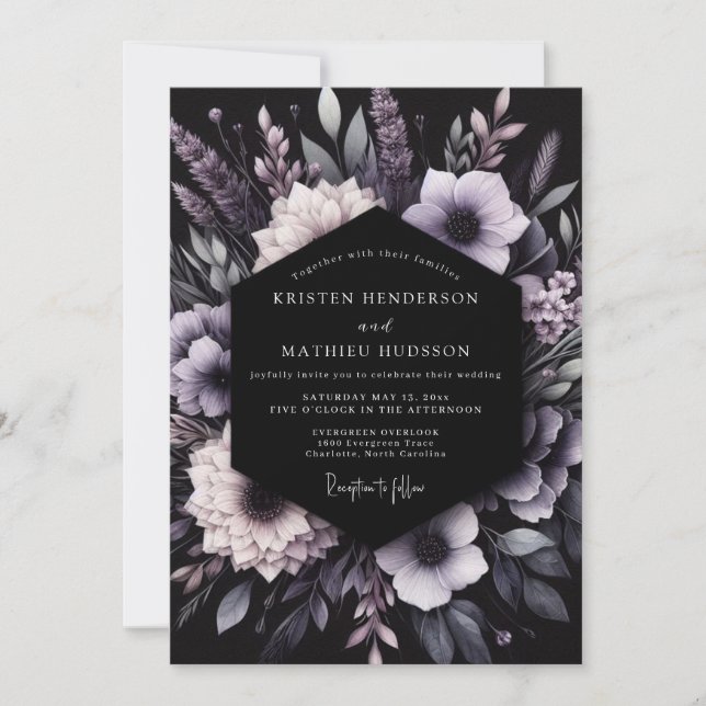 Lavender Botanical Romance Wedding Invitation (Front)