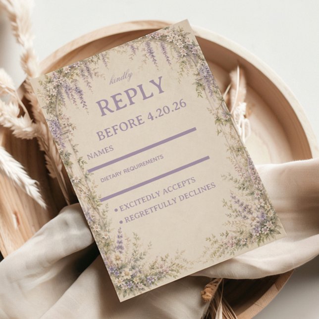 Lavender Botanical Vintage RSVP Card (Creator Uploaded)
