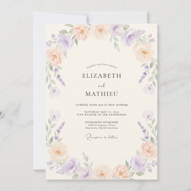 Lavender Botanical Wedding Invitation (Front)