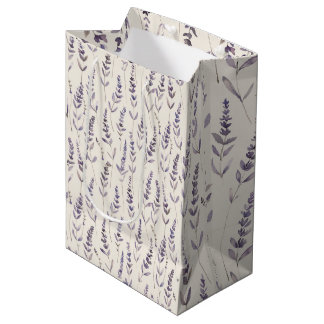 Lavender Botanical Wrapping Paper – Vintage Floral Medium Gift Bag