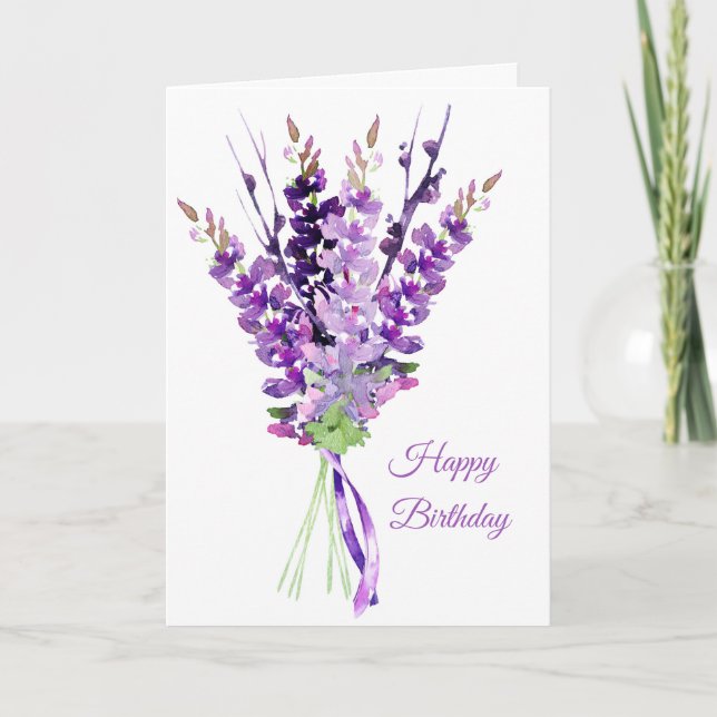 Lavender Bouquet Birthday Card (Front)