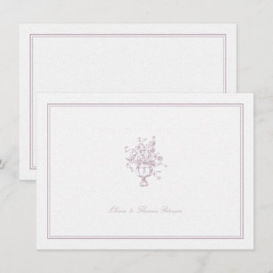 Lavender Bouquet Classic Frame Wedding Couple Card