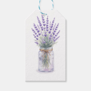 Lavender Bouquet in Mason Jar Watercolor Gift Tag 