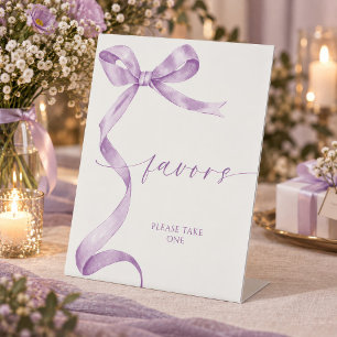 Lavender Bow Favours Pedestal Sign