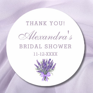 Lavender Bow Floral Bridal Shower Thank You Classic Round Sticker