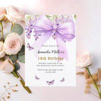 Lavender bow florals butterflies luxury birthday