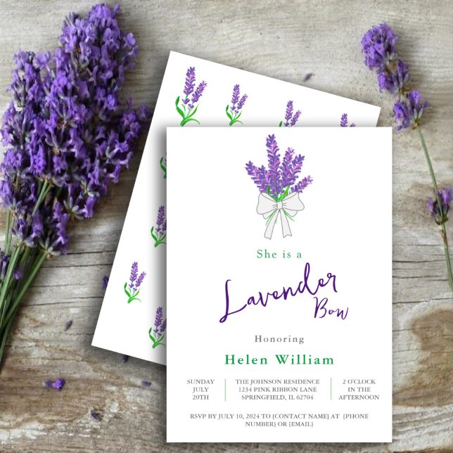 Lavender Bow Purple Baby Shower  Invitation (Creator Uploaded)