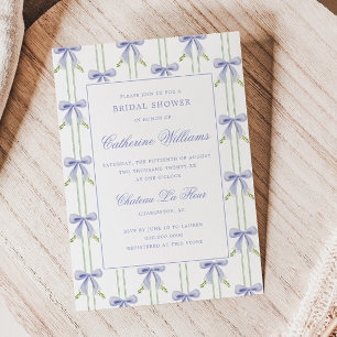 Lavender Bow Stripes Preppy Bridal Shower Invitation